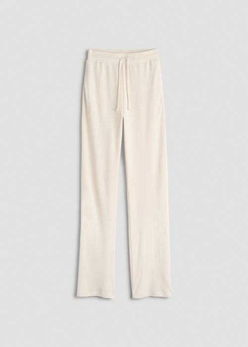 Open-Bottom Waffle Lounge Pants for Tall Women in White Alyssum
