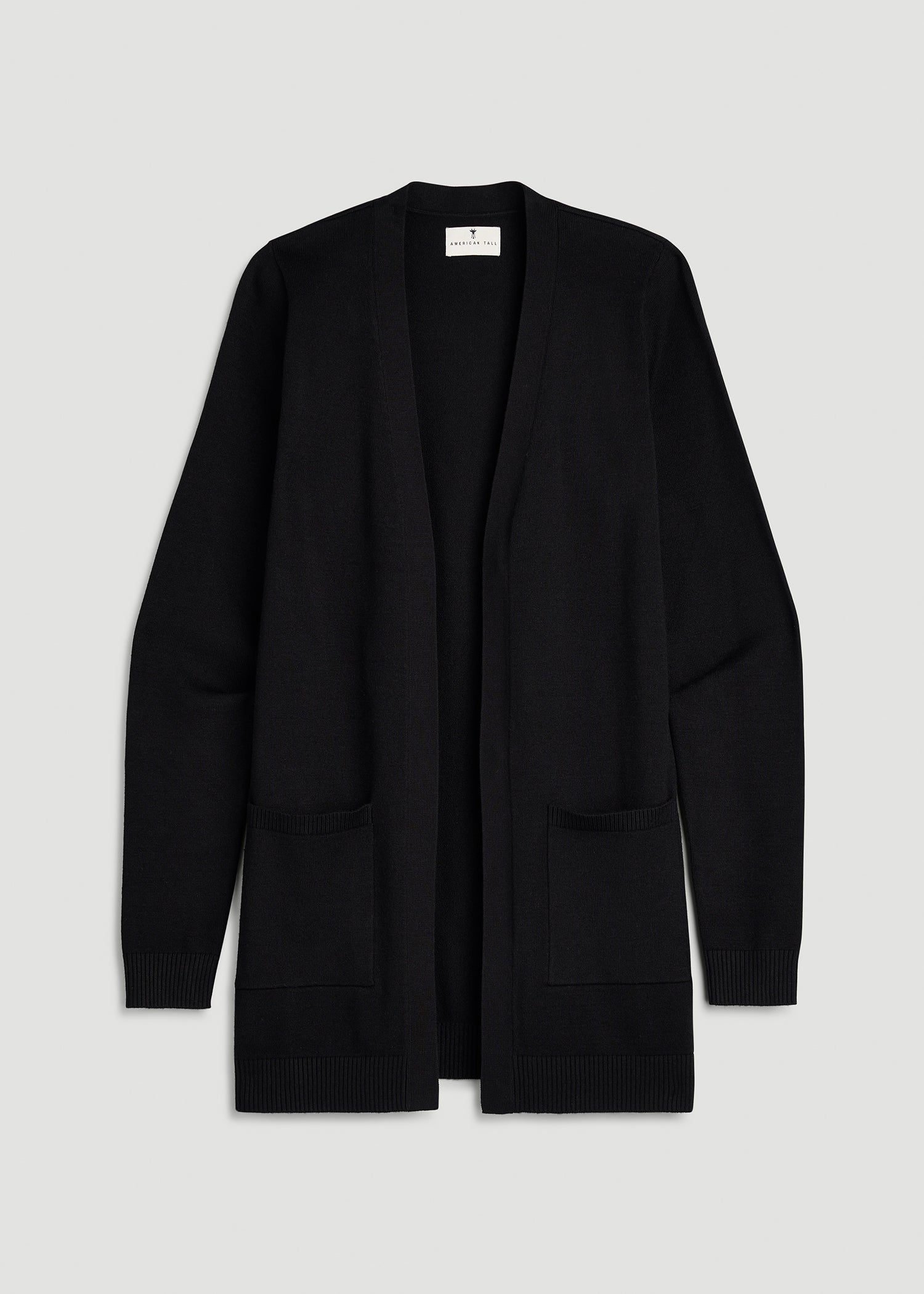 Open Front Cardigan for Tall Women in Deep Black