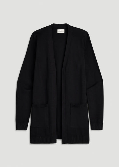 Open Front Cardigan for Tall Women in Deep Black