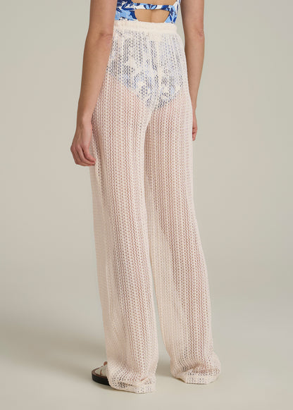 Openwork Knit Pants for Tall Women in Natural