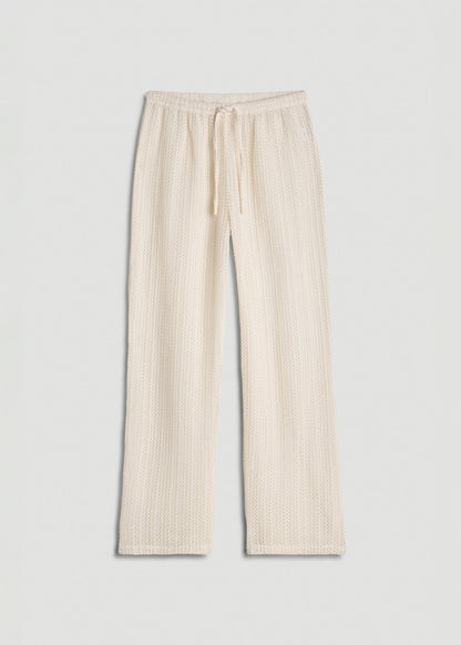 Openwork Knit Pants for Tall Women in Natural