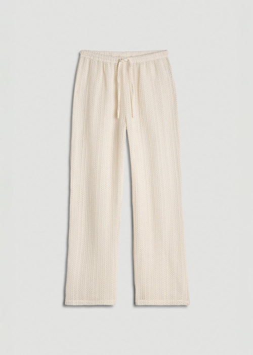 Openwork Knit Pants for Tall Women in Natural