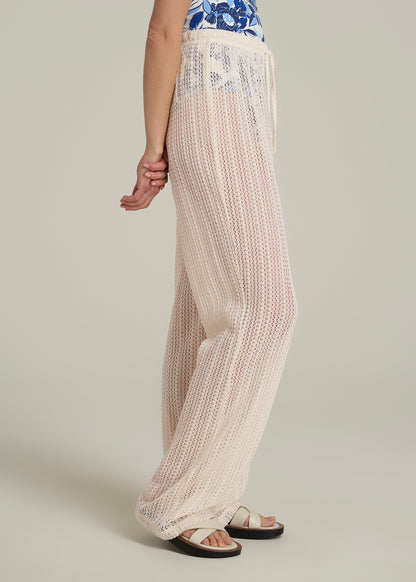 Openwork Knit Pants for Tall Women in Natural