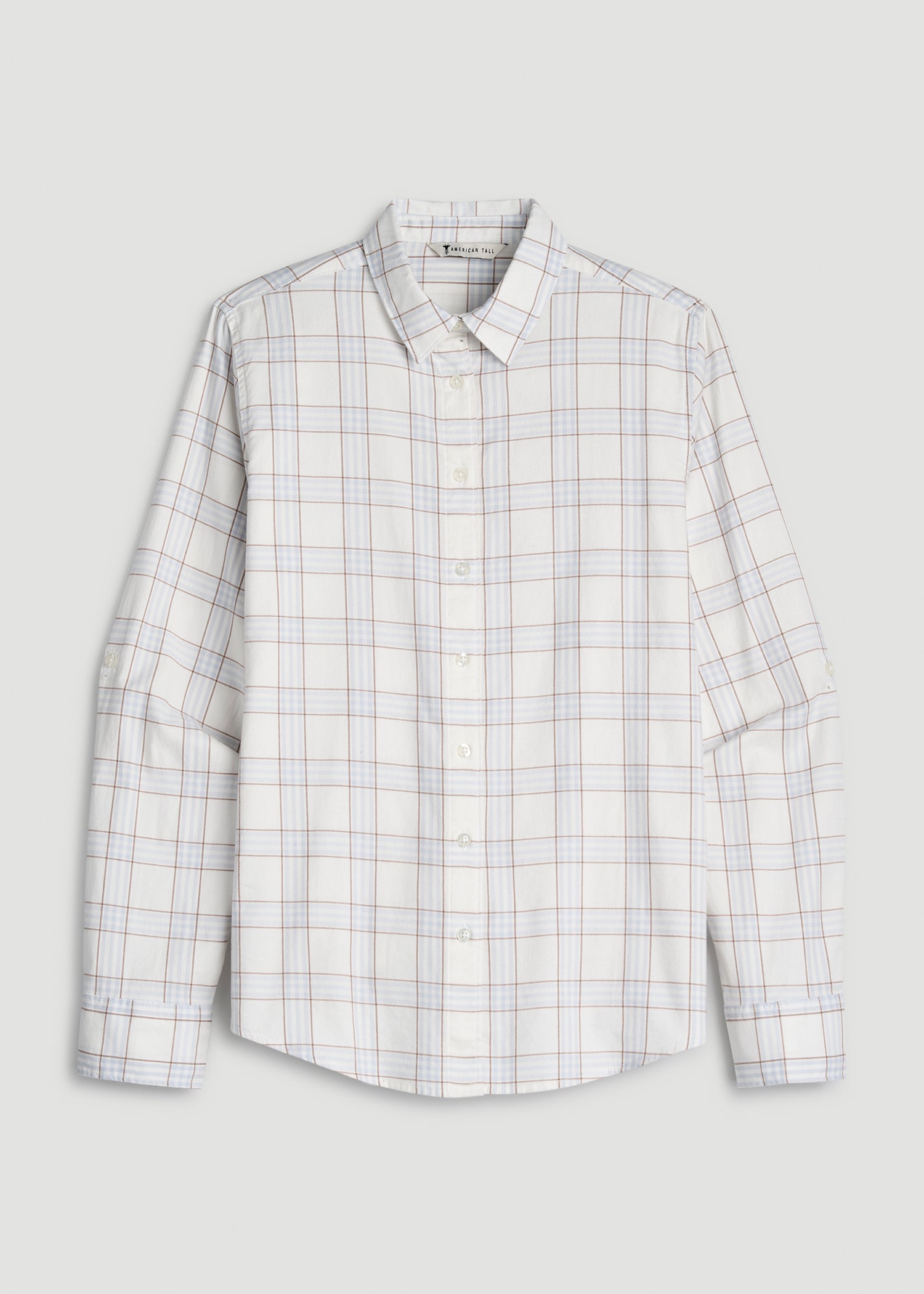 Oversized Flannel Shirt for Tall Women in Arctic Ice Plaid
