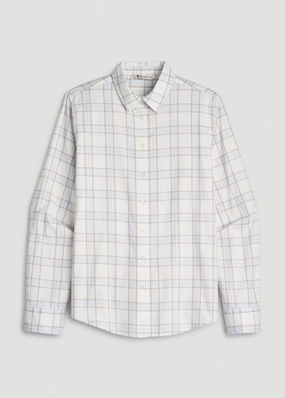Oversized Flannel Shirt for Tall Women in Arctic Ice Plaid