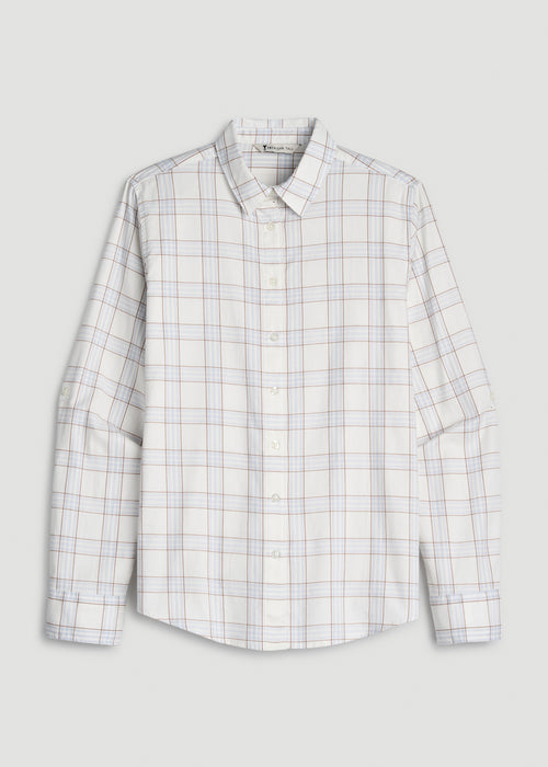 Oversized Flannel Shirt for Tall Women in Arctic Ice Plaid
