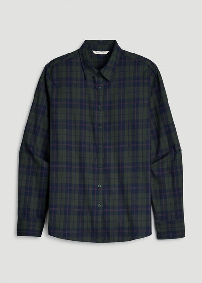 Oversized Flannel Shirt for Tall Women in Boreal Forest Plaid