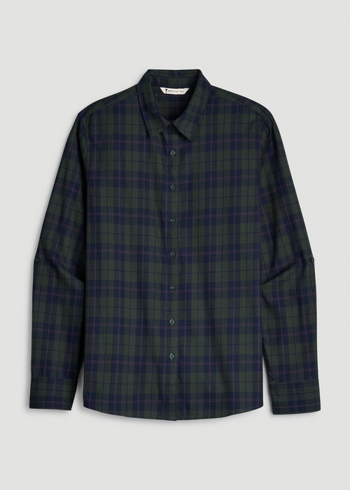 Oversized Flannel Shirt for Tall Women in Boreal Forest Plaid