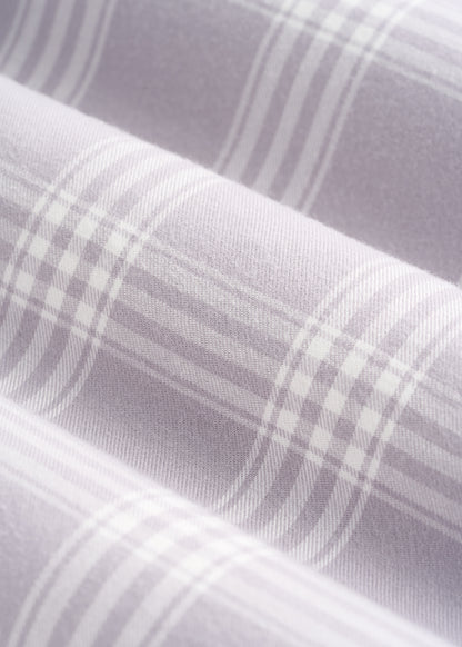 Oversized Flannel Shirt for Tall Women in Dusty Lilac Plaid
