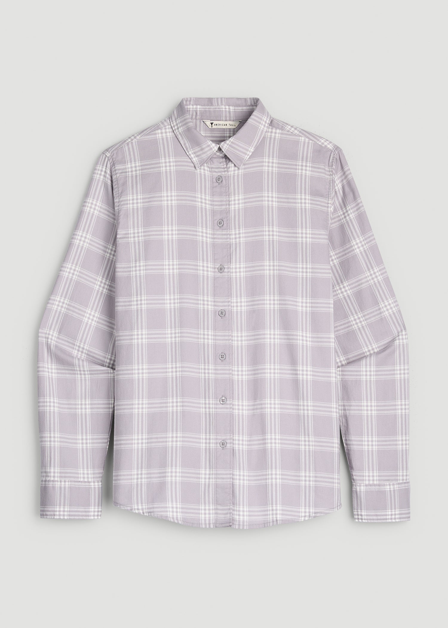 Oversized Flannel Shirt for Tall Women in Dusty Lilac Plaid