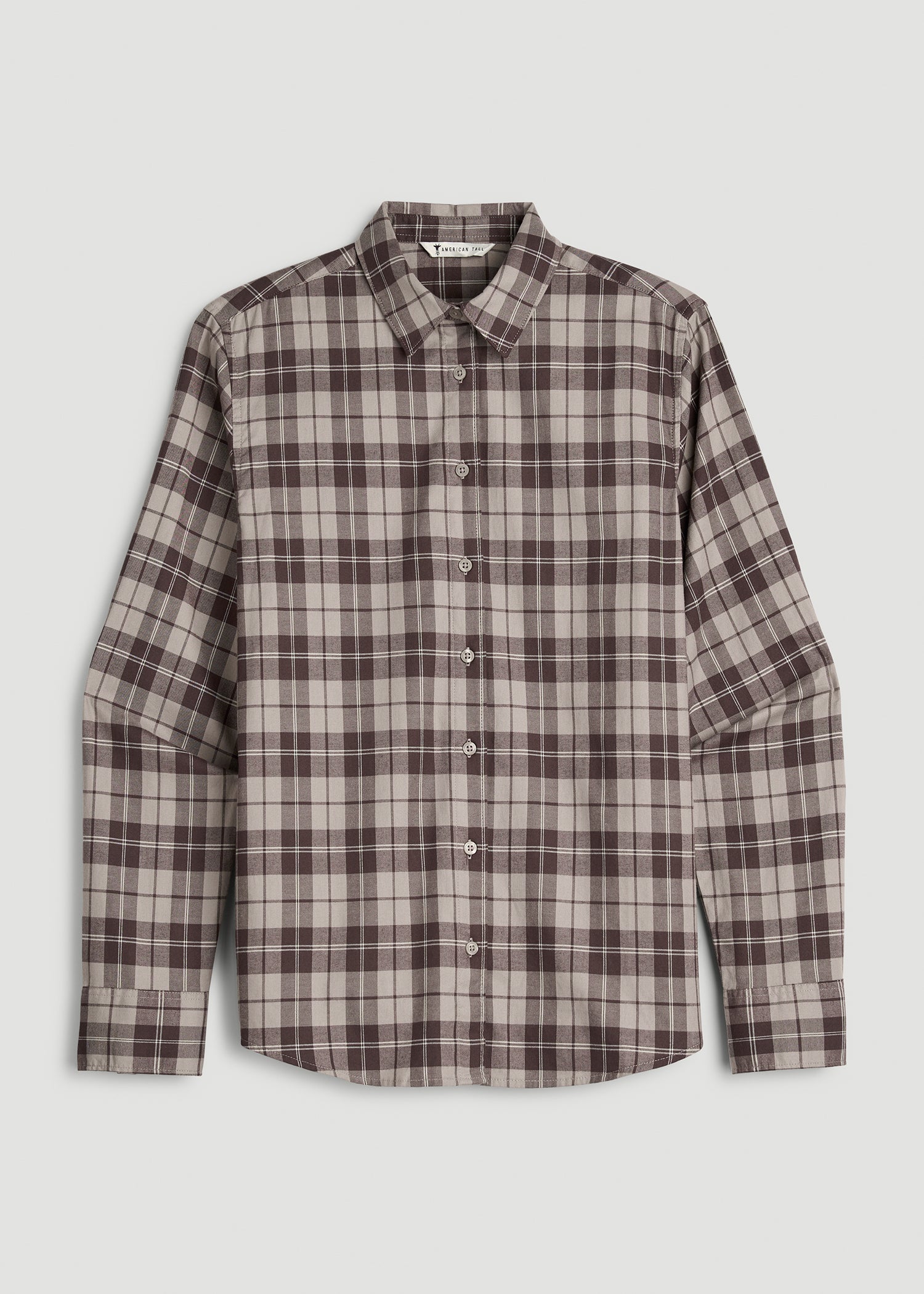 Oversized Flannel Shirt for Tall Women in Espresso Rock Plaid