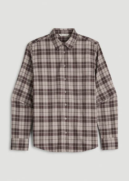 Oversized Flannel Shirt for Tall Women in Espresso Rock Plaid