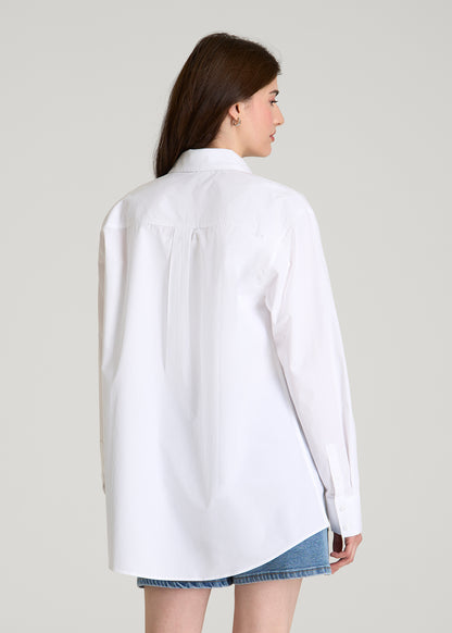 Oversized Poplin Button for Tall Women Shirt in White