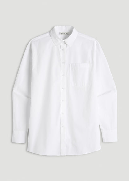 Oversized Poplin Button for Tall Women Shirt in White