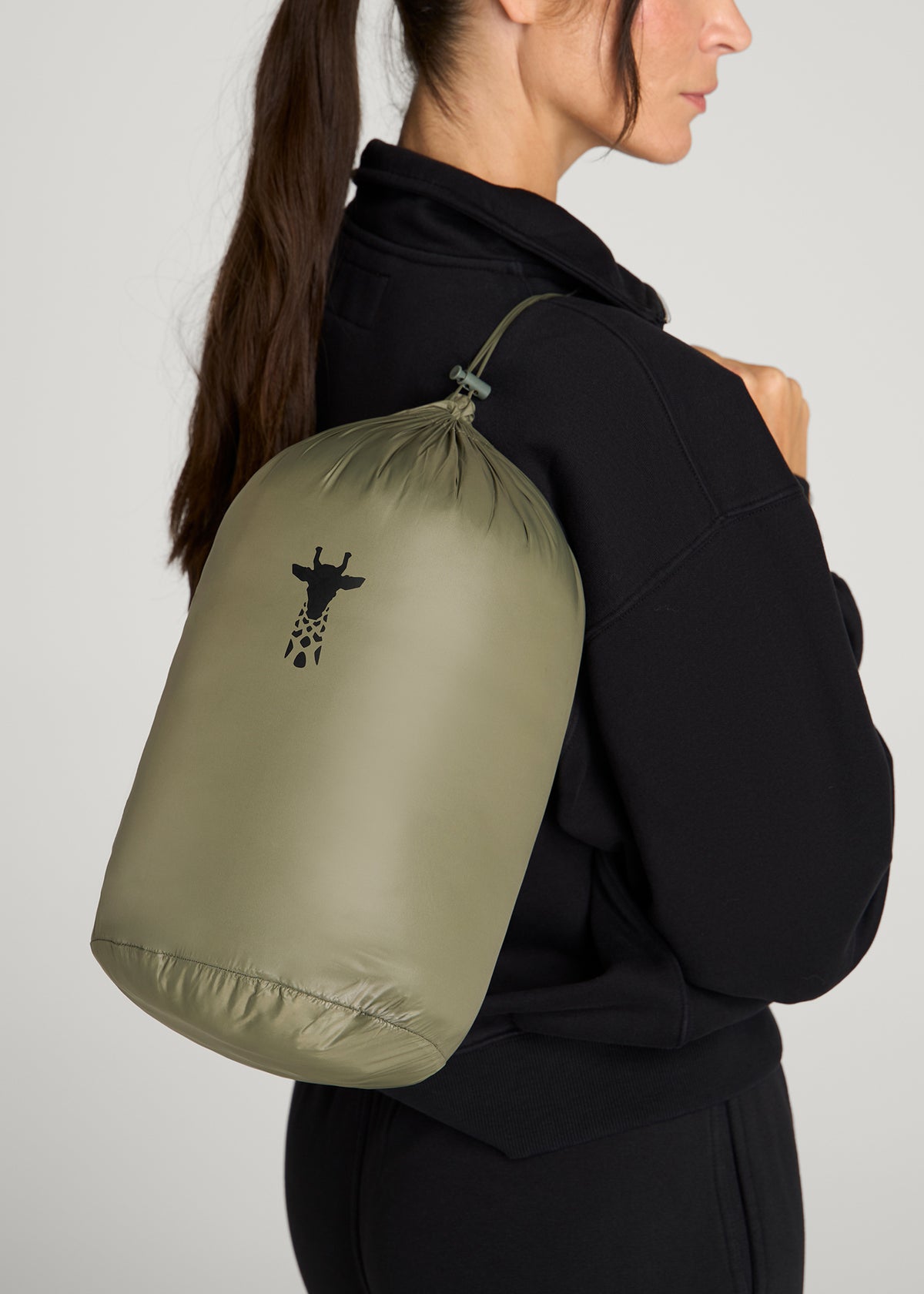Packable Mid-Length Puffer Jacket for Tall Women in Olive