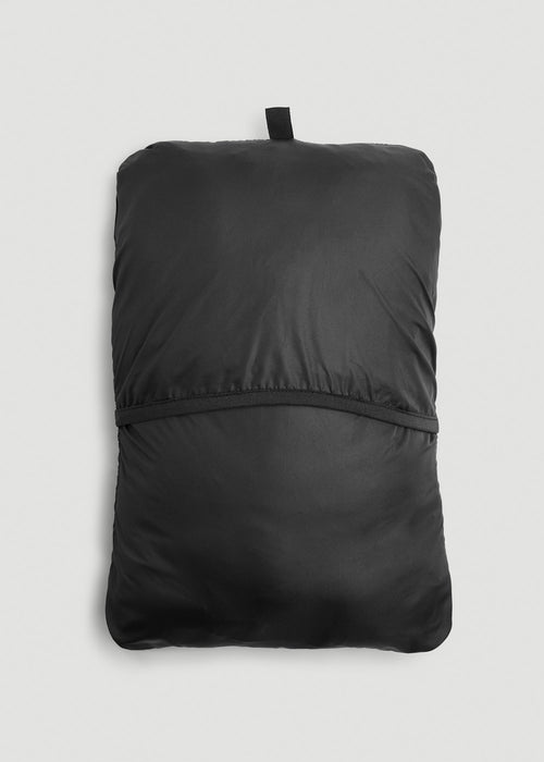 Packable Short Puffer Jacket for Tall Women in Glossy Black
