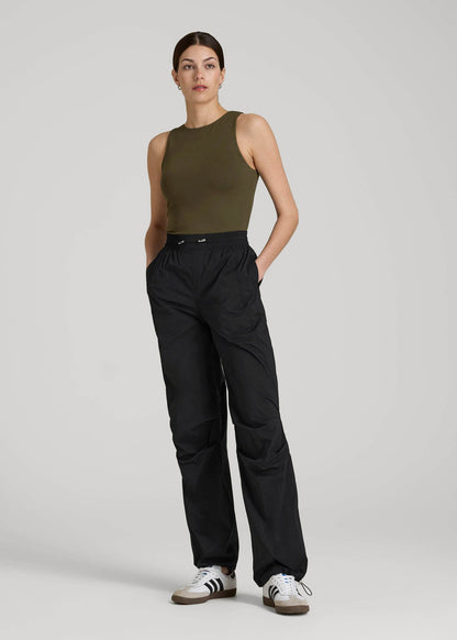 Parachute Jogger for Tall Women in Black