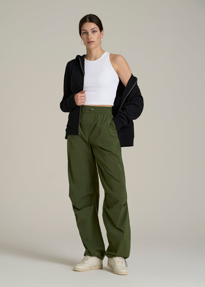 Parachute Jogger for Tall Women in Kale Green