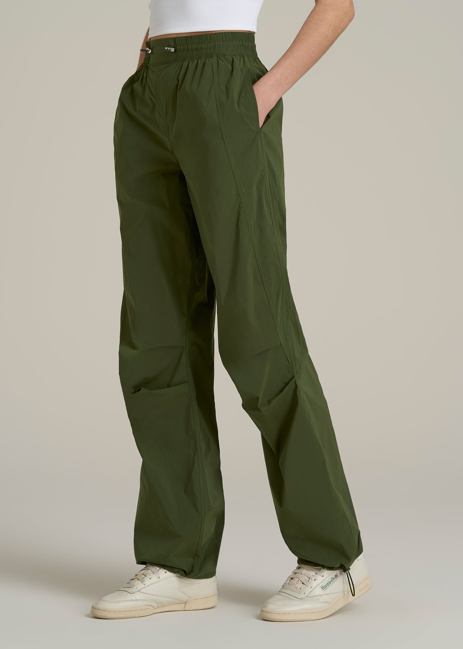 Parachute Jogger for Tall Women in Kale Green