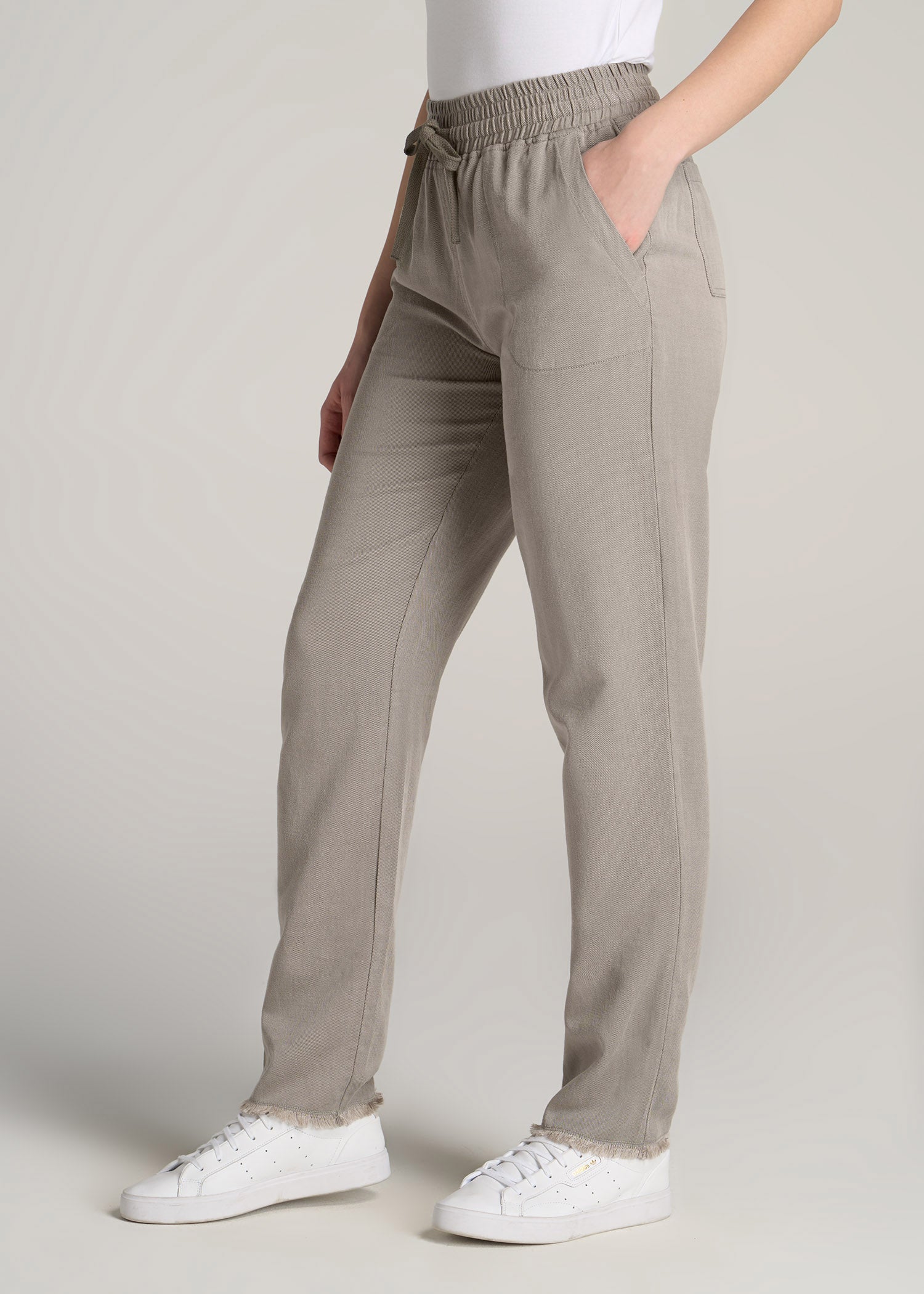 Women's striped linen trousers, Brown-White | Manufactum
