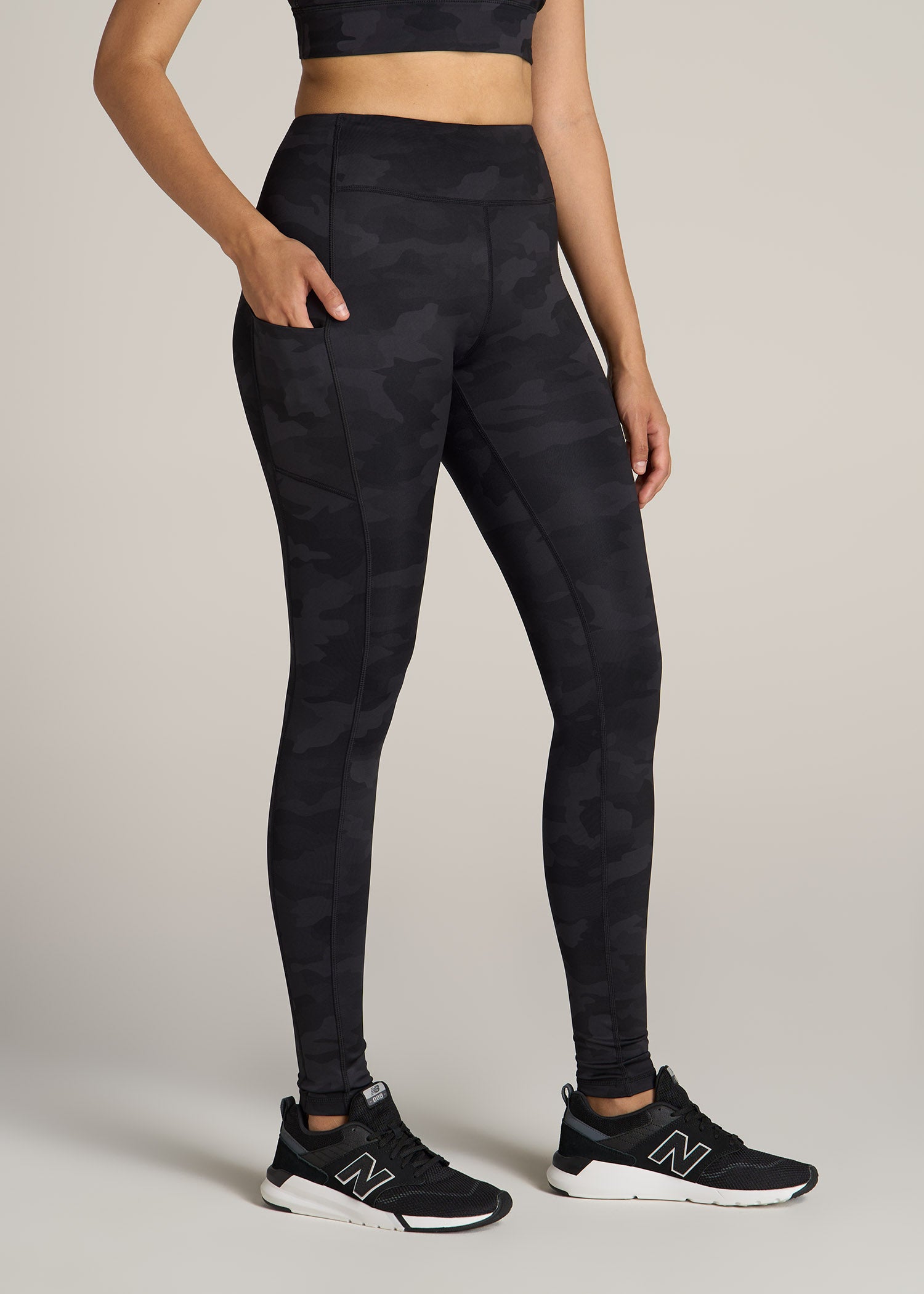 Women's Active Tall Leggings with Pockets in Grey Camo