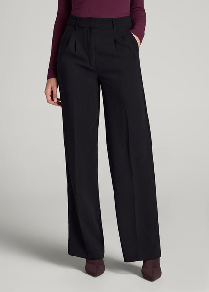 Pleated WIDE Leg Dress Pants for Tall Women in Black 6 / Extra Tall / Black