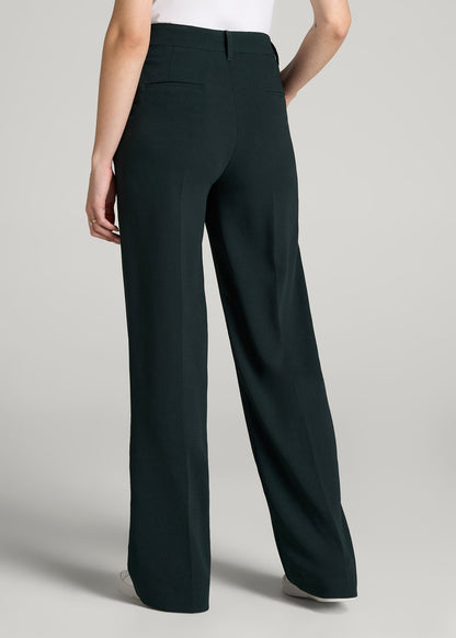 Pleated WIDE Leg Dress Pants for Tall Women in Midnight Green 10 / Extra Tall / Midnight Green Pleated WIDE Leg Dress Pants for Tall Women in Midnight Green 10 / Extra Tall / Midnight Green