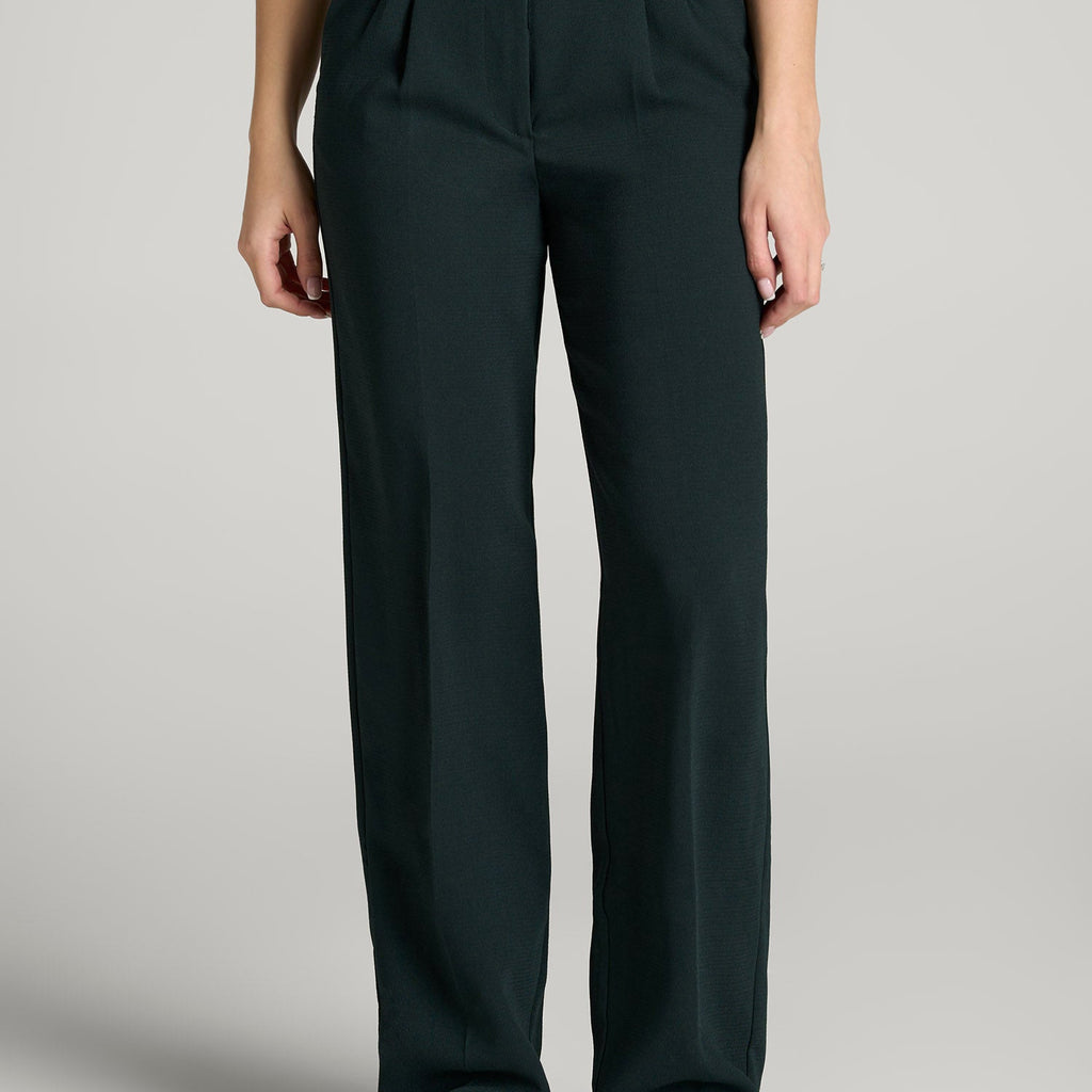green dress pants for women Pleated WIDE Leg Tall in Midnight 10 / Extra Tall / Midnight Green Best Seller Jan 26