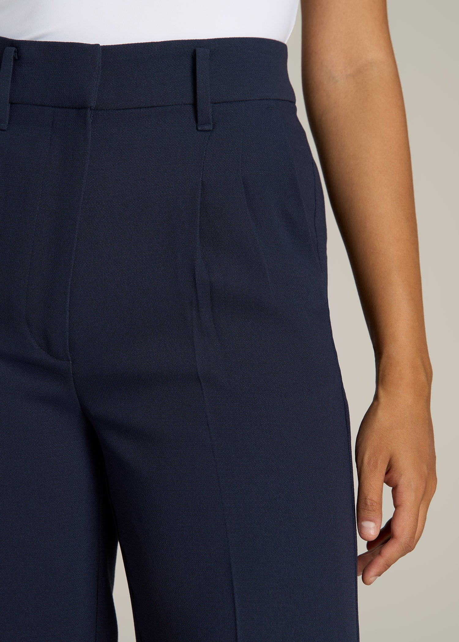 High-waist Dress Pants - Navy blue - Ladies