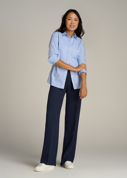 Pleated WIDE Leg Dress Pants for Tall Women in Navy