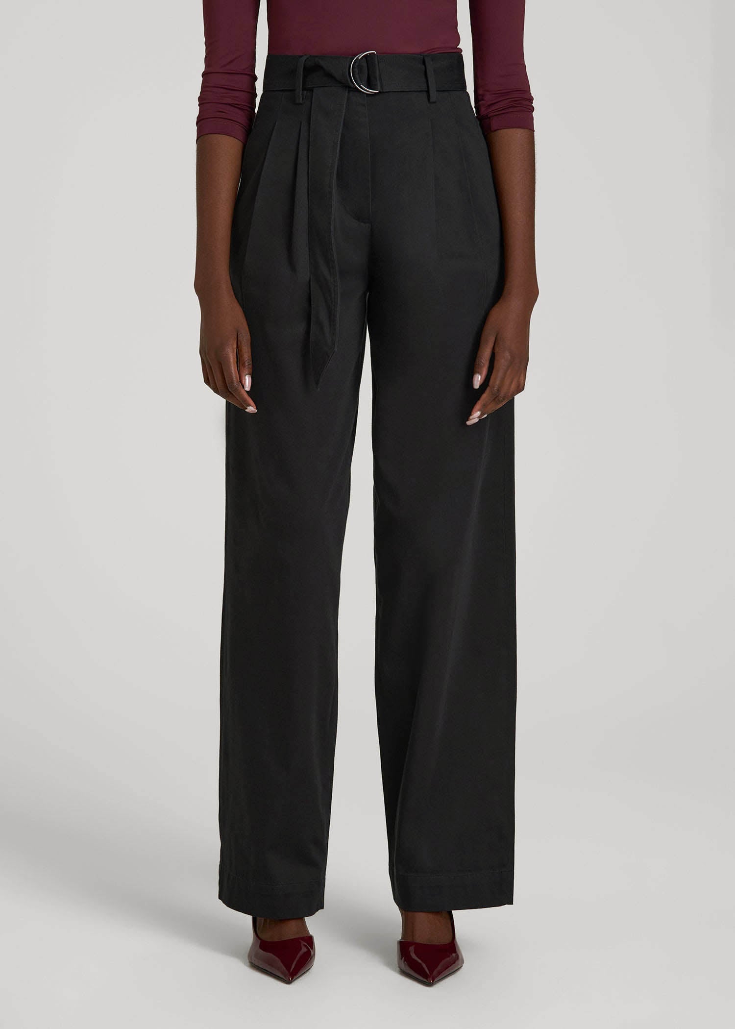 Pleated Wide Leg Chino With Belt for Tall Women | American Tall