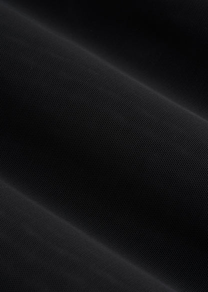 Power Mesh Long Sarong for Tall Women in Deep Black