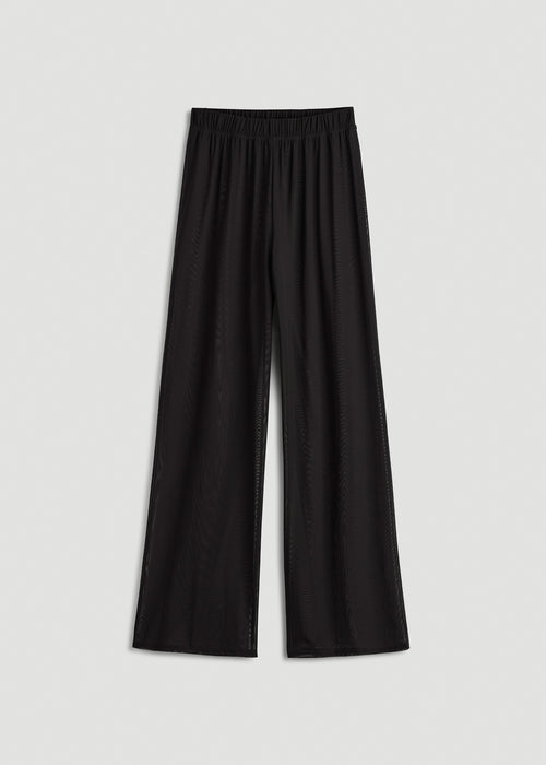 mesh dress pants Power Mesh Wide-Leg Pants for Tall Women in Deep Black S / Tall / Deep Black