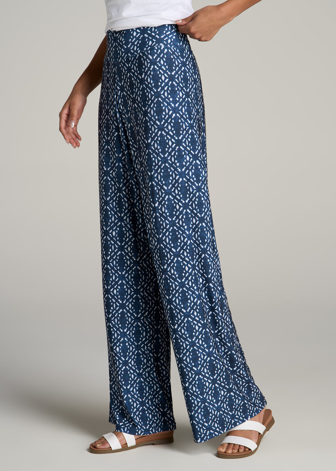 Medium Grey Ruffled Wide Leg Pull On High Waist Pants with Pockets main image 1
