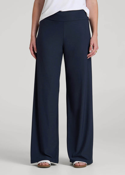 Pull-On Breezy Wide Leg Pants for Tall Women in Navy