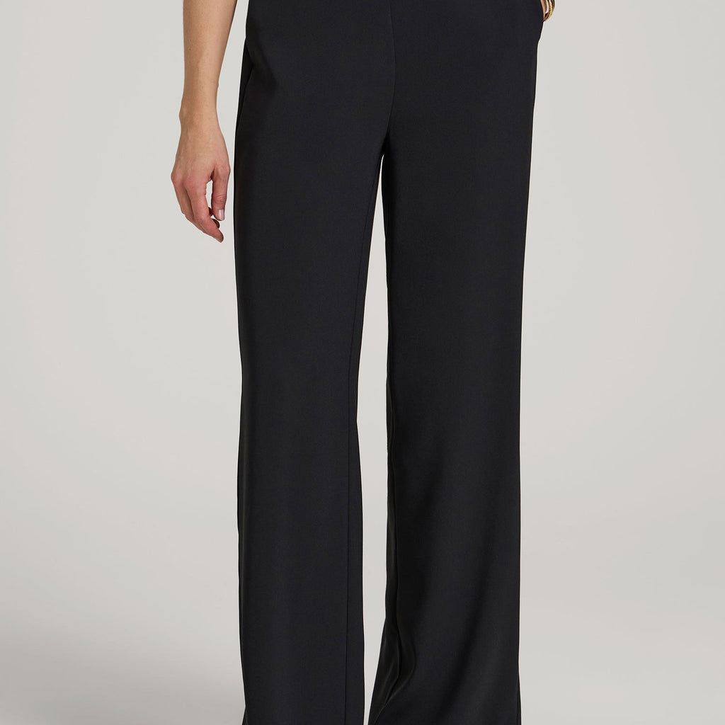 black crepe dress pants ladies Pull-On Crepe Ultra Wide Pants for Tall Women in Black