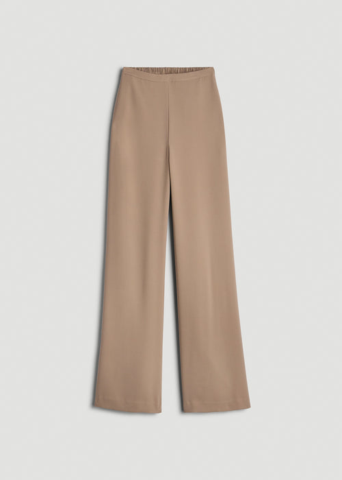 Pull-On Crepe Ultra Wide Pants for Tall Women in Dark Sand