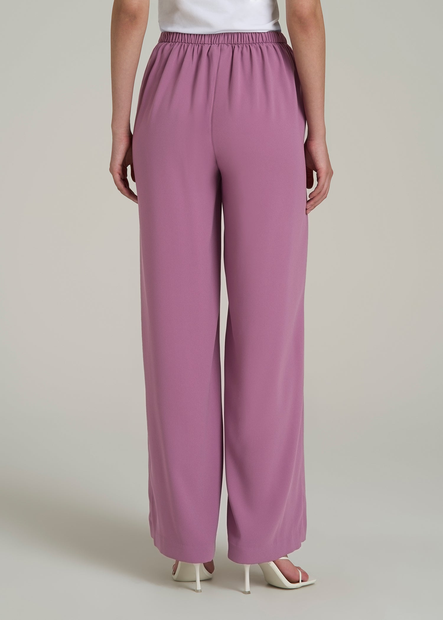 Pull-On Crepe Ultra Wide Pants for Tall Women in Argyle Purple