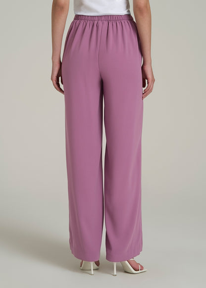 Pull-On Crepe Ultra Wide Pants for Tall Women in Argyle Purple