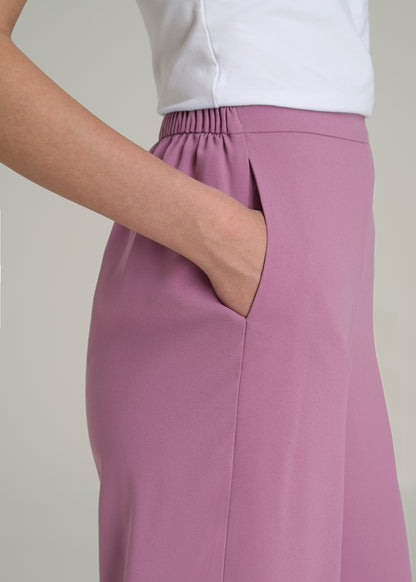 Pull-On Crepe Ultra Wide Pants for Tall Women in Argyle Purple