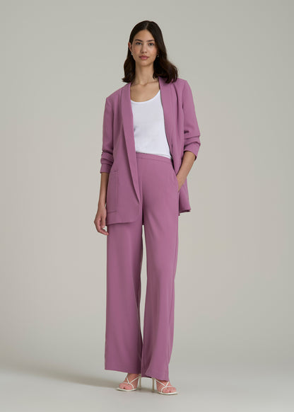 Pull-On Crepe Ultra Wide Pants for Tall Women in Argyle Purple