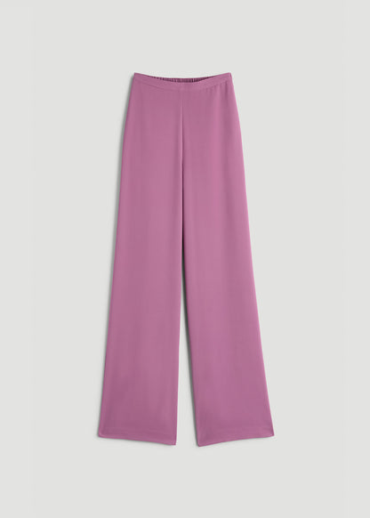 Pull-On Crepe Ultra Wide Pants for Tall Women in Argyle Purple