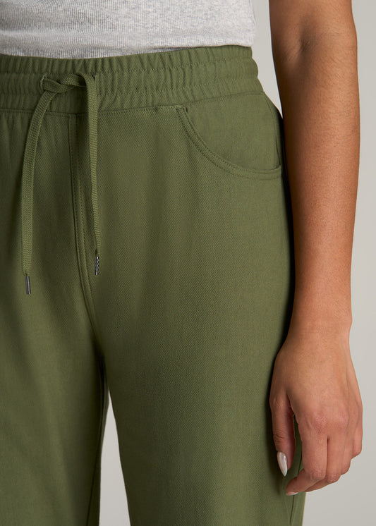 Twill Jogger Pants for Tall Women in Olive