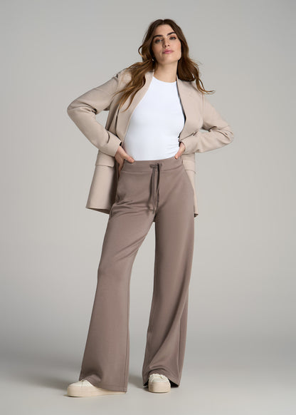 Pull-On Tie Waist Wide Leg Pants for Tall Women in Portobello