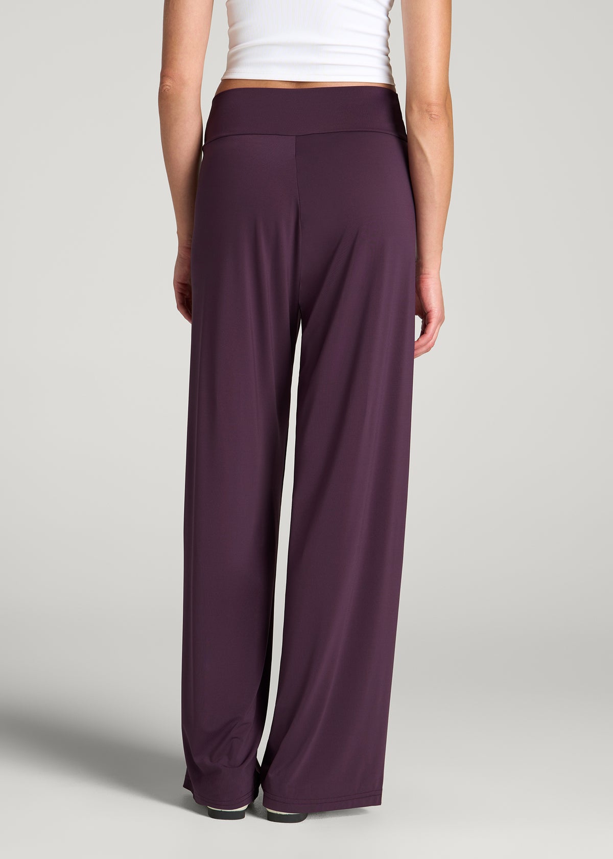 Pull-On Breezy Wide Leg Pants for Tall Women in Aubergine