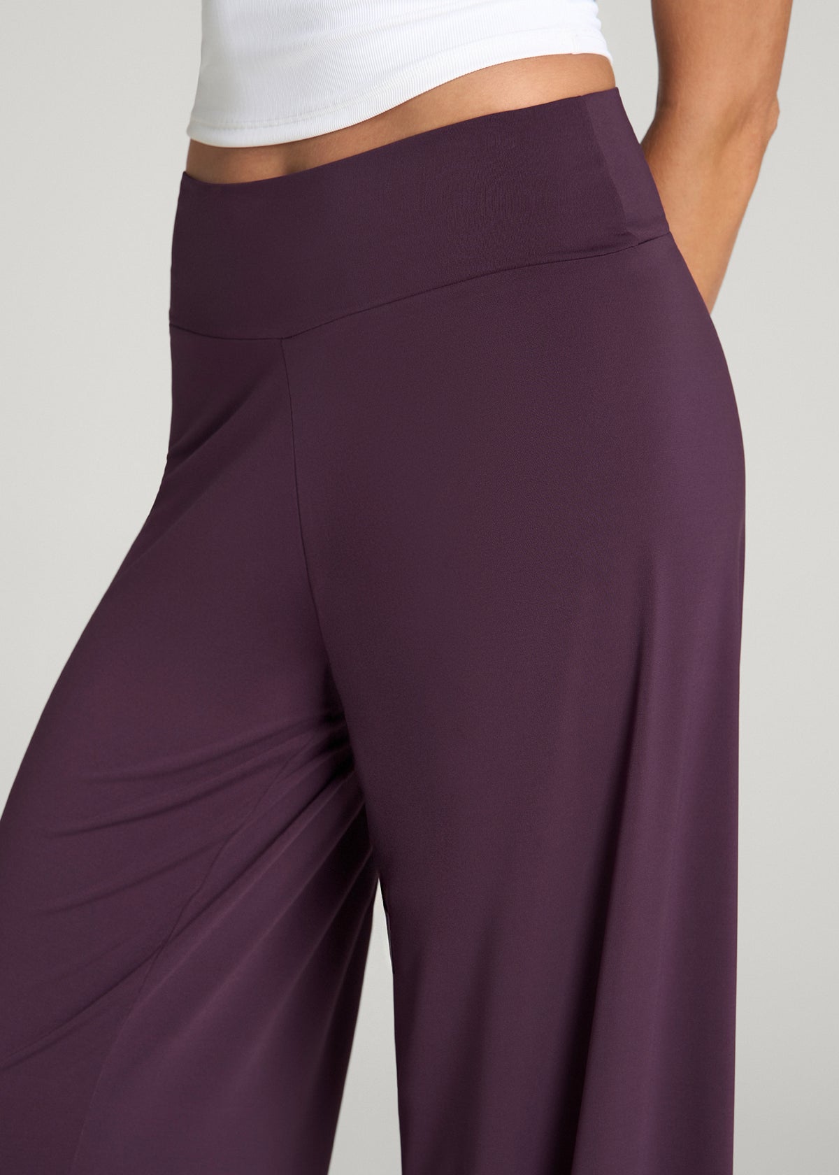 Pull-On Breezy Wide Leg Pants for Tall Women in Aubergine