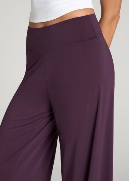 Pull-On Breezy Wide Leg Pants for Tall Women in Aubergine