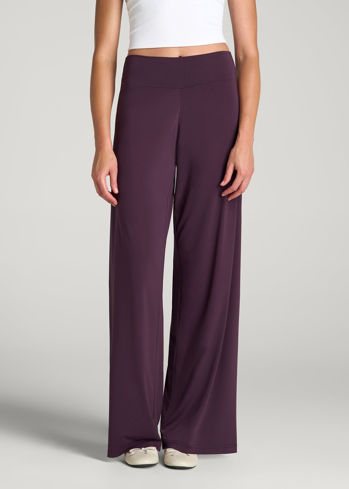 Pull-On Breezy Wide Leg Pants for Tall Women in Aubergine