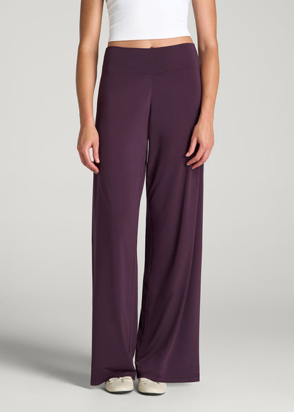 Pull-On Breezy Wide Leg Pants for Tall Women in Aubergine