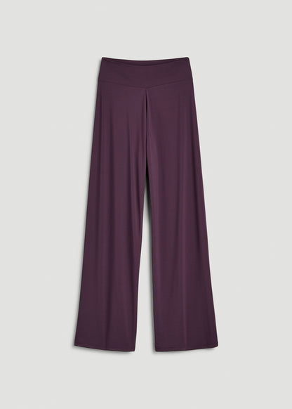 Pull-On Breezy Wide Leg Pants for Tall Women in Aubergine